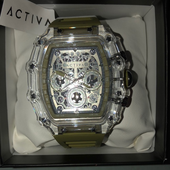 Activa Men's Transparent and Green Watch